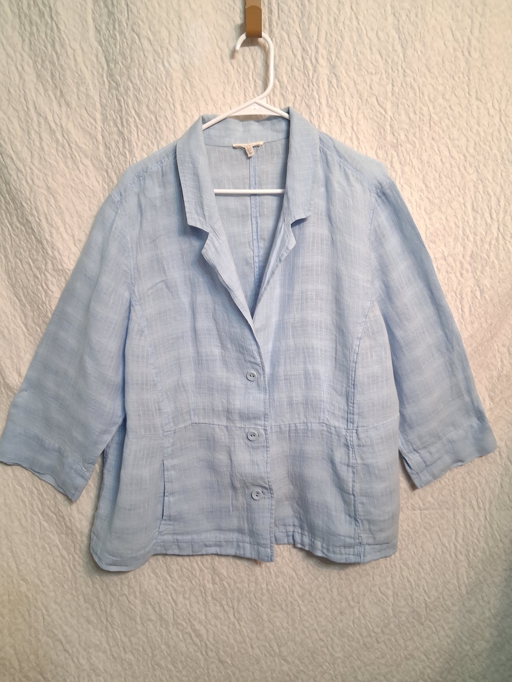 Eileen Fisher Light Blue 100% Linen Top